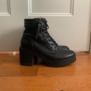 NASTY GAL platform lug sole chunky black ankle boots